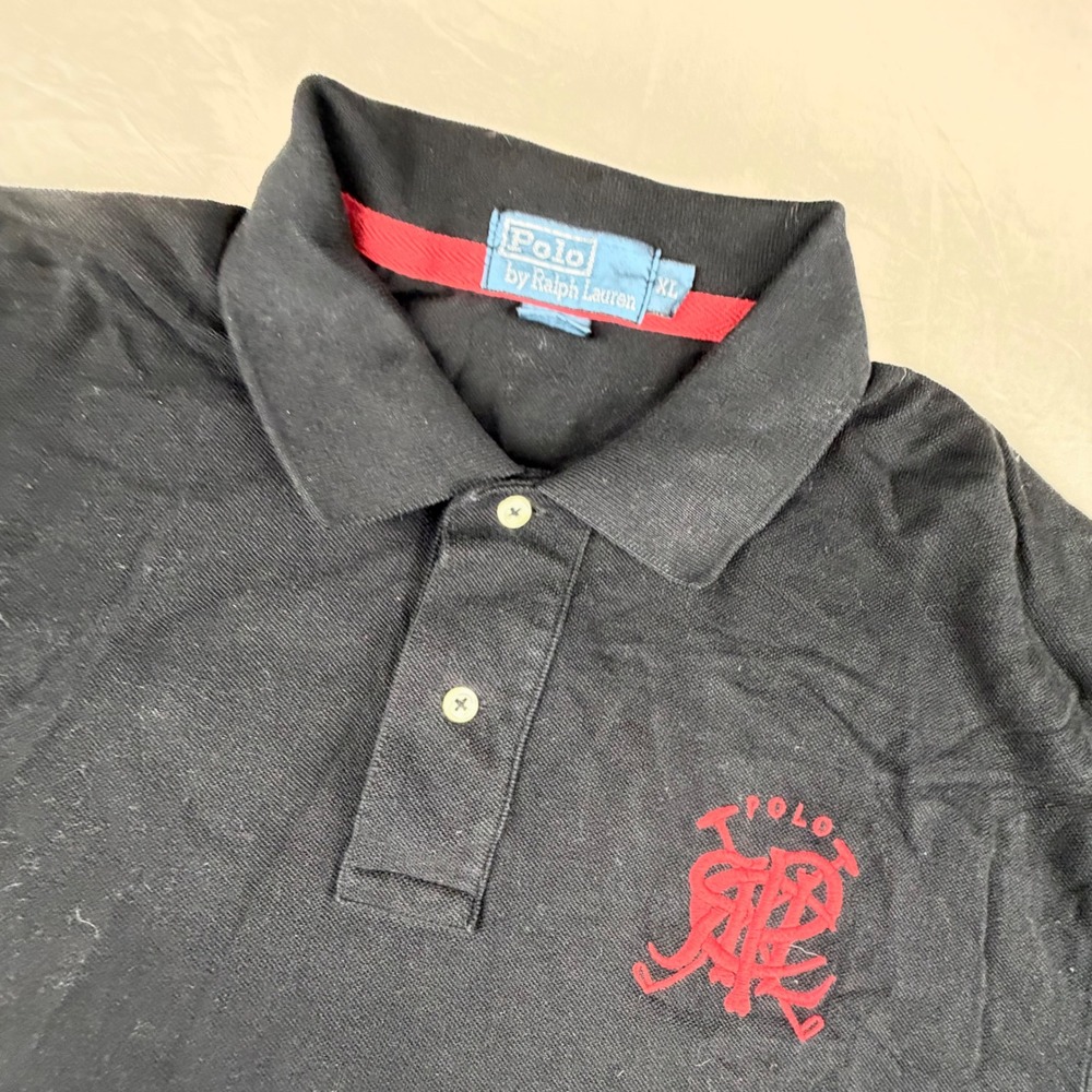 Polo Ralph Lauren Shirt Polo Mens XL Black Red Crest Logo Short Sleeve Cotton